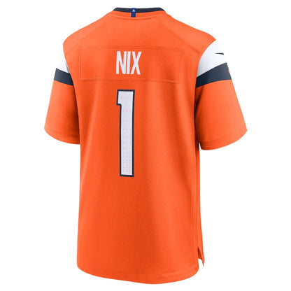 Denver Broncos #1 Bo Nix 2024 Draft First Round Pick Player Game Jersey - Orange American Football Jerseys