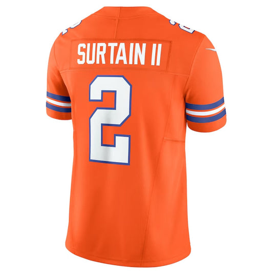 Denver Broncos #2 Patrick Surtain II Orange Alternate Mile High Collection 1977 Throwback Vapor F.U.S.E. Limited Football Jerseys