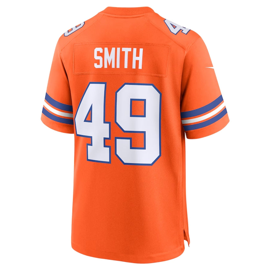 Denver Broncos #49 Dennis Smith Orange Mile High Collection 1977 Throwback Retired Player Game Jersey Football Jerseys