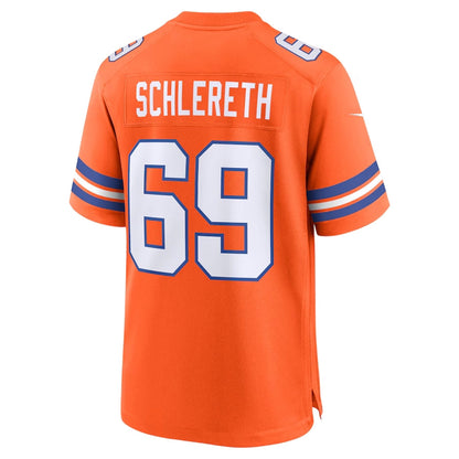 Denver Broncos #69 Mark Schlereth Orange Mile High Collection 1977 Throwback Retired Player Game Football Jerseys