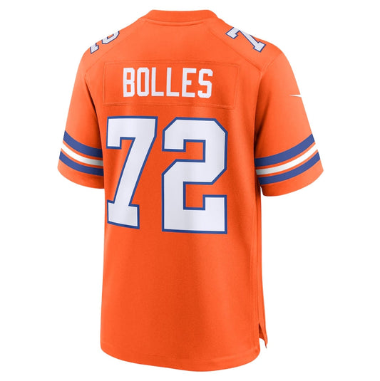 Denver Broncos #72 Garrett Bolles Orange Mile High Collection 1977 Throwback Player Game Football Jerseys