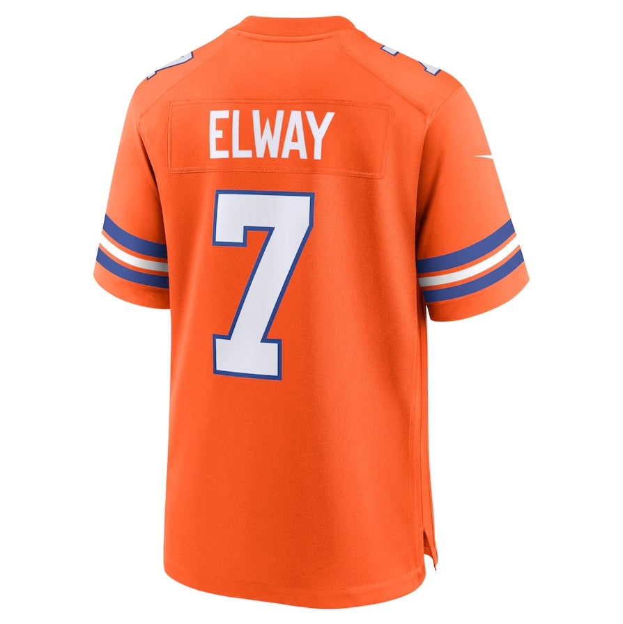 Denver Broncos #7 John Elway Orange Mile High Collection 1977 Throwback Retired Player Game Football Jerseys