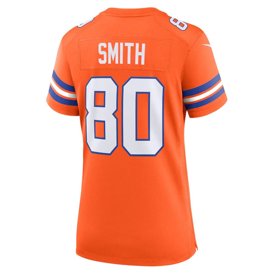 Denver Broncos #80 Rod Smith Orange Mile High Collection 1977 Throwback Retired Player Game Football Jerseys