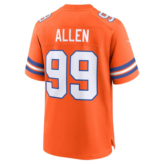 Denver Broncos #99 Zach Allen Orange Mile High Collection 1977 Throwback Player Game Football Jerseys