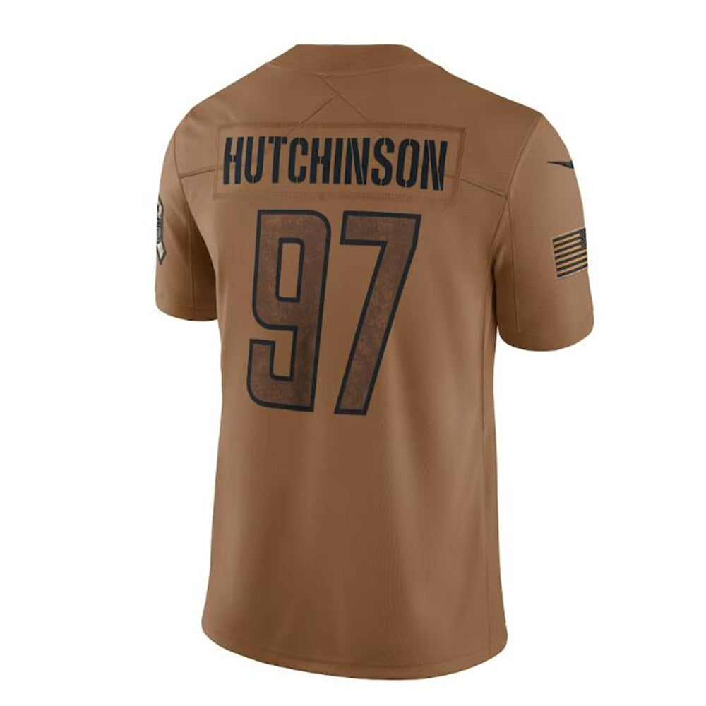 Detroit Lions #97 Aidan Hutchinson Brown 2023 Salute To Service Limited Jersey Stitched American Football Jerseys