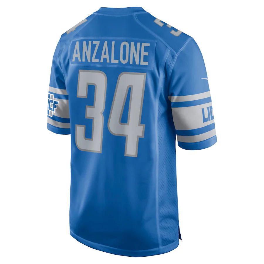 Detroit Lions #34 Alex Anzalone Blue Game Jersey Stitched American Football Jerseys