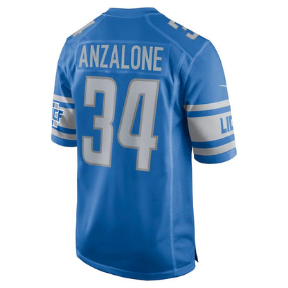 Detroit Lions #34 Alex Anzalone Blue Game Jersey Stitched American Football Jerseys