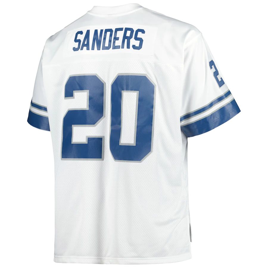 Detroit Lions #20 Barry Sanders Mitchell & Ness White Big & Tall 1996 Retired Player Replica Jersey Stitched American Football Jerseys