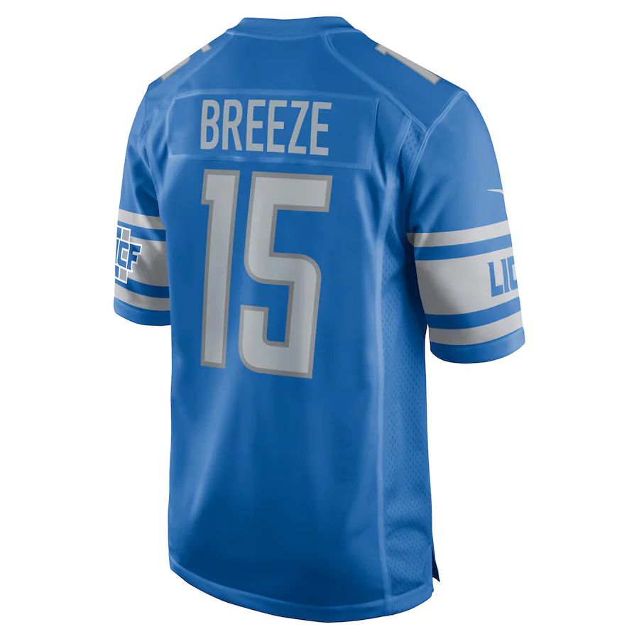 Detroit Lions #15 Brady Breeze Blue Player Game Jersey Stitched American Football Jerseys