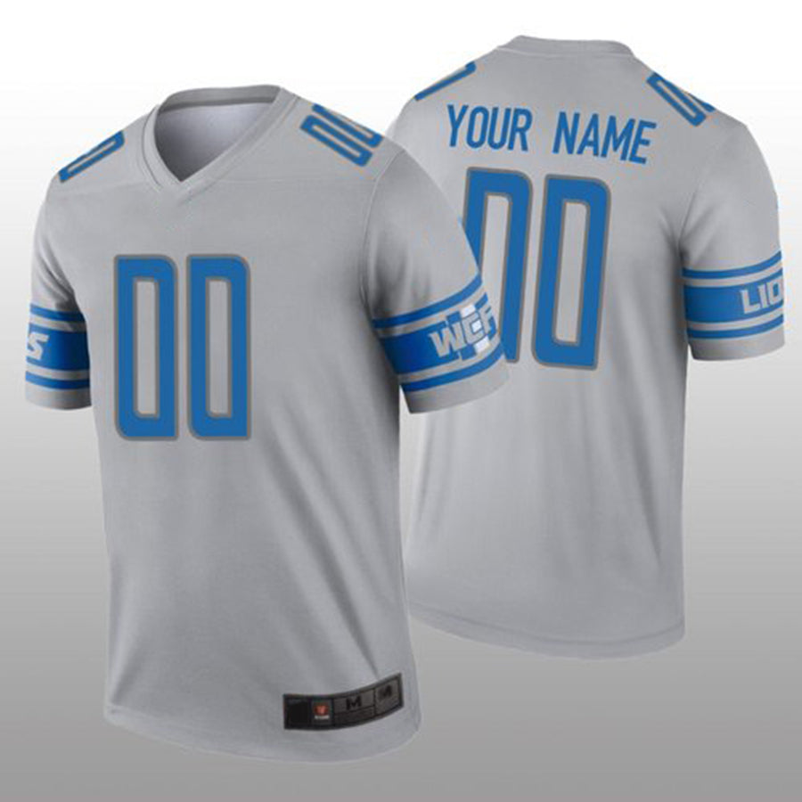 Custom Detroit Lions Gray Inverted Legend Jersey Stitched American Football Jerseys