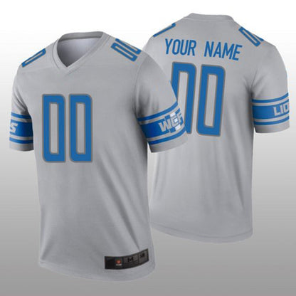 Custom Detroit Lions Gray Inverted Legend Jersey Stitched American Football Jerseys