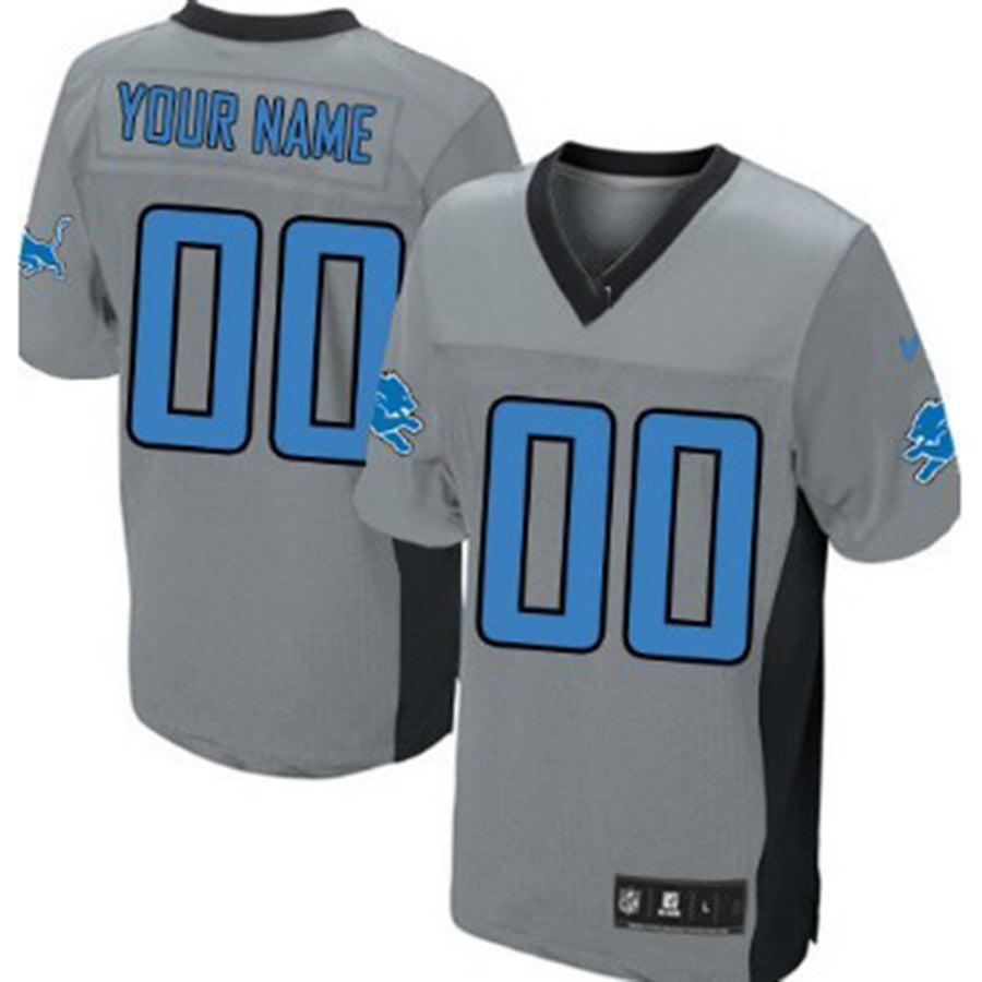 Custom Detroit Lions Gray Shadow Elite Jersey Stitched American Football Jerseys