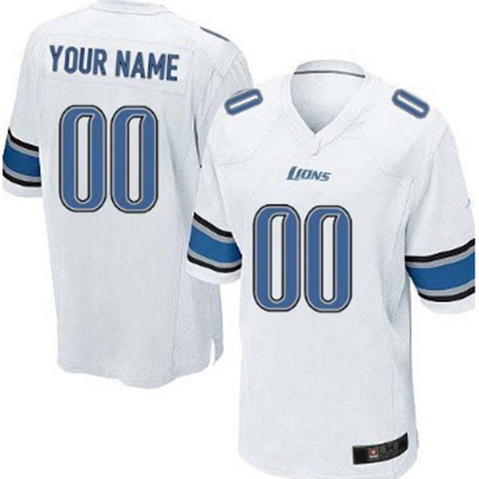 Custom Detroit Lions White Game Jersey Stitched American Football Jerseys