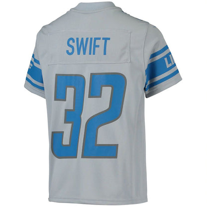 Detroit Lions #32 D'Andre Swift Silver Inverted Team Game Jersey Stitched American Football Jerseys