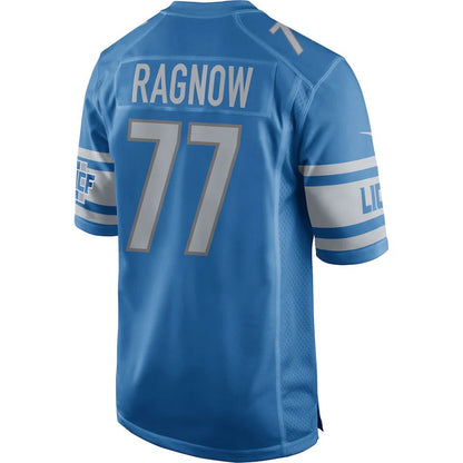 Detroit Lions #77 Frank Ragnow Blue Game Jersey Stitched American Football Jerseys