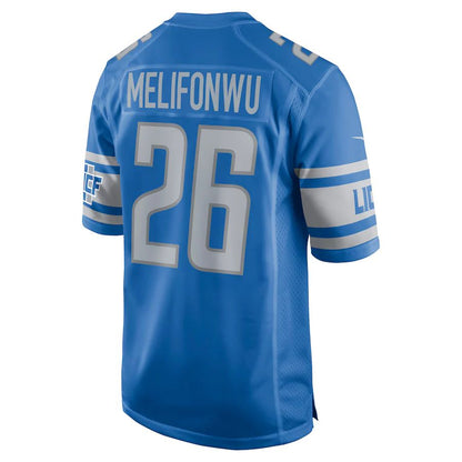 Detroit Lions #26 Ifeatu Melifonwu Blue Game Jersey Stitched American Football Jerseys