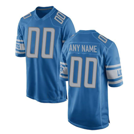 Custom Detroit Lions Blue Game Jersey Stitched American Football Jerseys