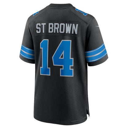 Detroit Lions #14 Amon-Ra St. Brown 2nd Alternate Game Jersey - Black American Football Jerseys