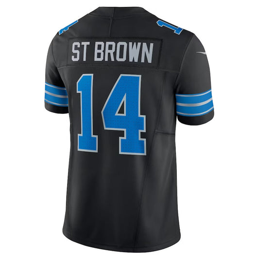 Detroit Lions #14 Amon-Ra St. Brown 2nd Alternate Vapor F.U.S.E. Limited Jersey - Black American Football Jerseys