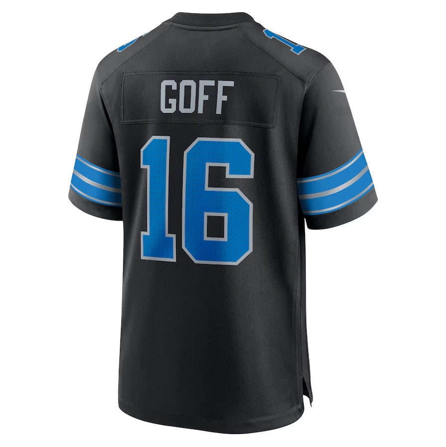 Detroit Lions #16 Jared Goff 2nd Alternate Game Jersey - Black American Football Jerseys