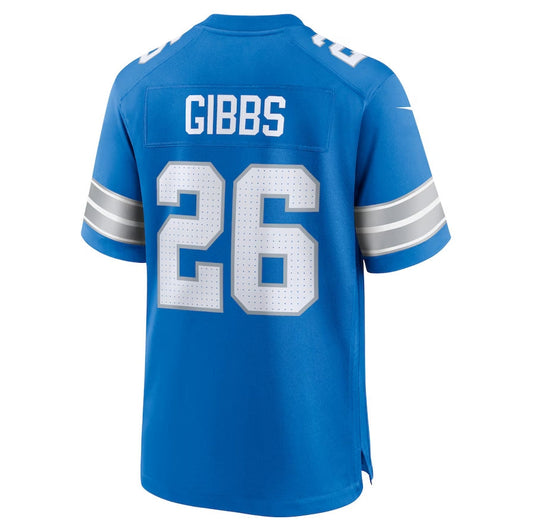 Detroit Lions #26 Jahmyr Gibbs Game Jersey - Blue American Football Jerseys