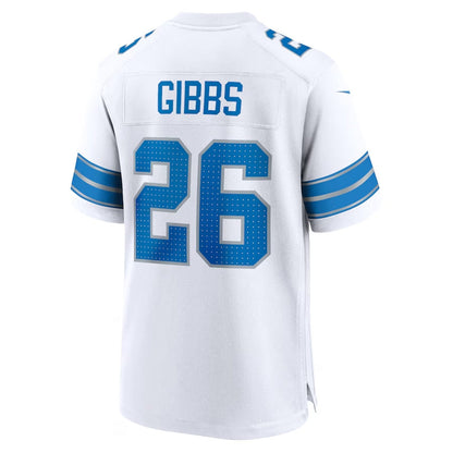 Detroit Lions #26 Jahmyr Gibbs Game Jersey - White American Football Jerseys