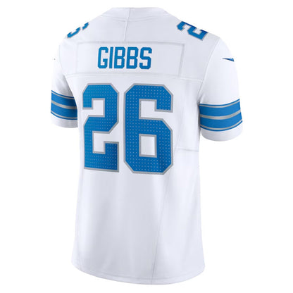 Detroit Lions #26 Jahmyr Gibbs Vapor F.U.S.E. Limited Jersey - White American Football Jerseys