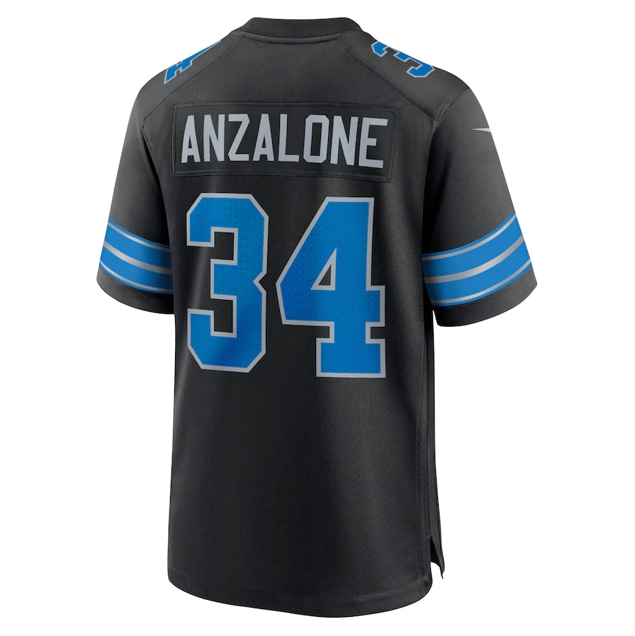 Detroit Lions #34 Alex Anzalone 2nd Alternate Game Jersey - Black American Football Jerseys