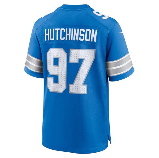 Detroit Lions #97 Aidan Hutchinson Game Jersey - Blue American Football Jerseys