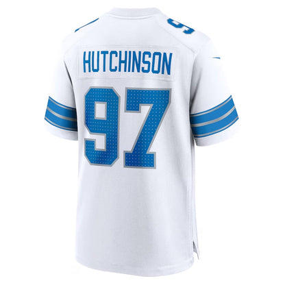 Detroit Lions #97 Aidan Hutchinson Game Jersey - White American Football Jerseys