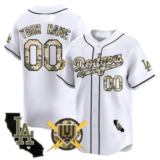 Custom Los Angeles Dodgers Armed Forces Day Vapor Premier Limited – All Stitched Baseball Jersey