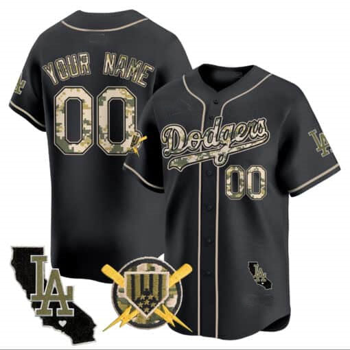 Custom Los Angeles Dodgers Armed Forces Day Vapor Premier Limited – All Stitched Baseball Jersey