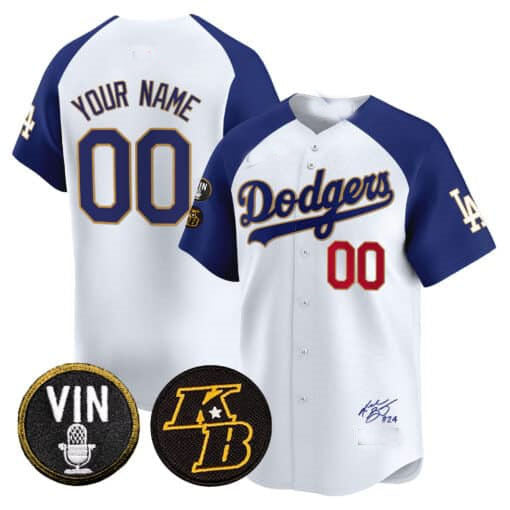 Custom Los Angeles Dodgers Vin Patch & Kobe Bryant Signature Vapor Premier Limited – All Stitched Baseball Jersey