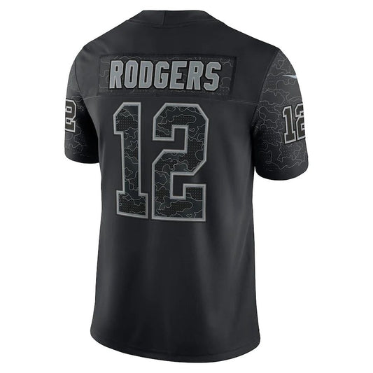 Green Bay PackersPackers #12 Aaron Rodgers Black RFLCTV Limited Jersey Stitched American Football Jerseys