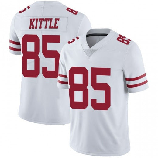 Football Jerseys San Francisco 49ers George Kittle Jersey Black Stitched Name And Number 85 George Kittle  Jersey White Stitched Name And Number 85