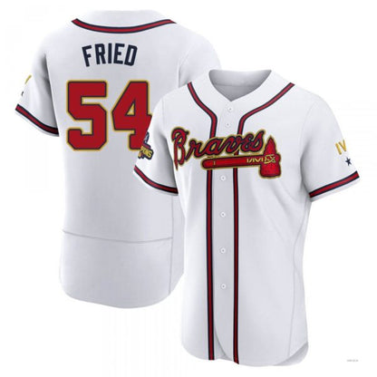 Atlanta Braves #54 Max Fried Gold White 2022 Program Jersey Stitches Baseball Jerseys