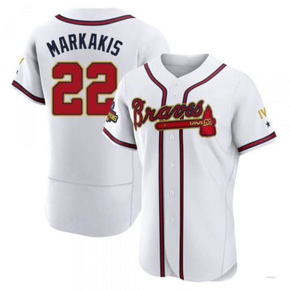 Atlanta Braves #22 Nick Markakis Gold White 2022 Program Jersey Stitches Baseball Jerseys