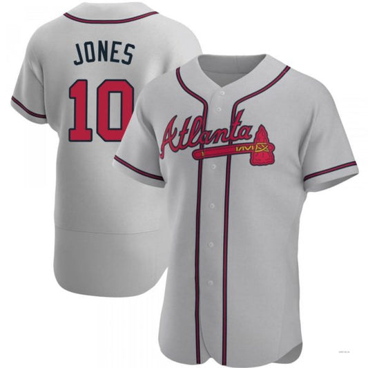 Atlanta Braves #10 Chipper Jones Gray Road Jersey Stitches Baseball Jerseys