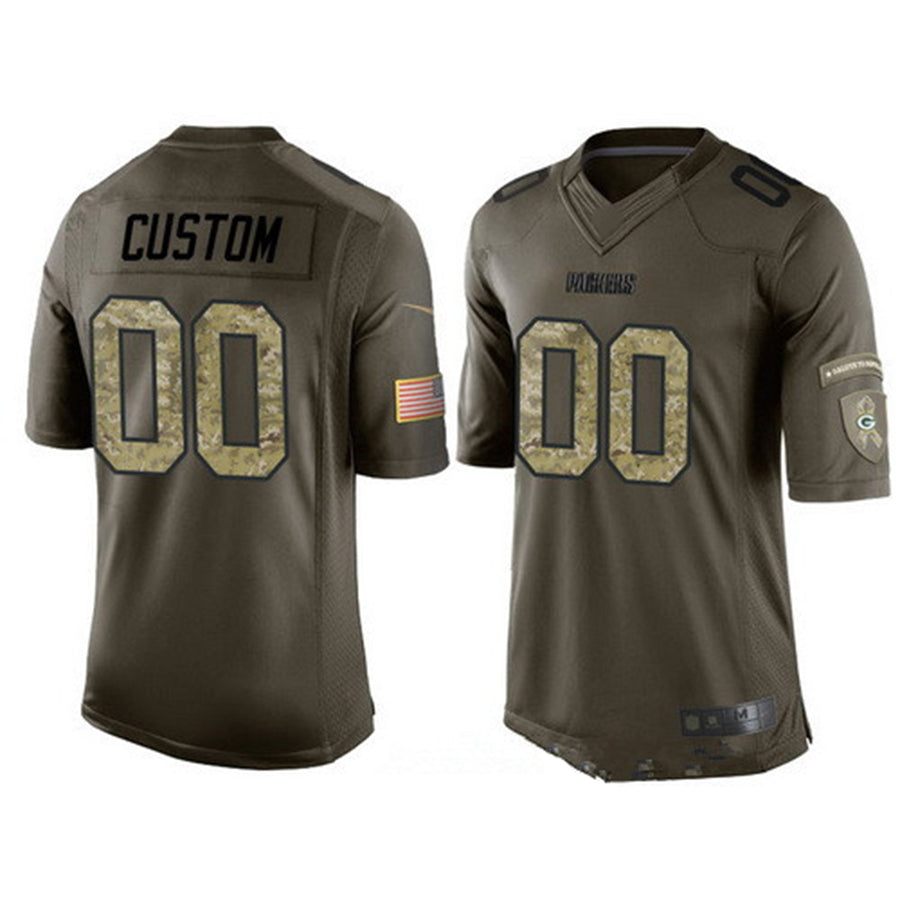 Custom Green Bay PackersPackers Olive Camo Salute To Service Veterans Day Limited Jersey Stitched American Football Jerseys