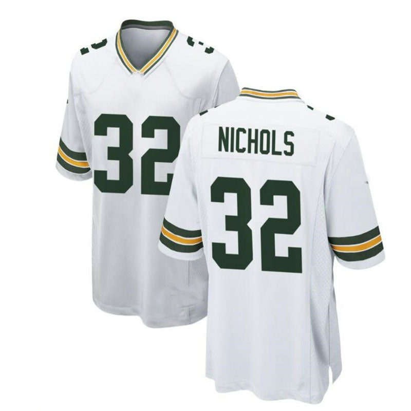 Green Bay PackersPackers #32 Lew Nichols Game Jersey - White Stitched American Football Jerseys