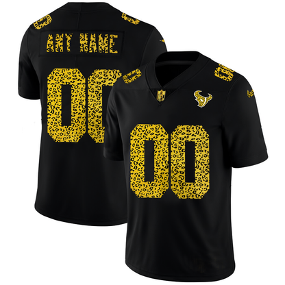 Custom H.Texans Leopard Print Fashion Vapor Limited Jersey Black Stitched American Football Jerseys