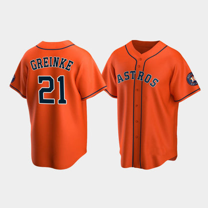 Baseball Houston Astros #21 Zack Greinke Orange Stitched Jersey