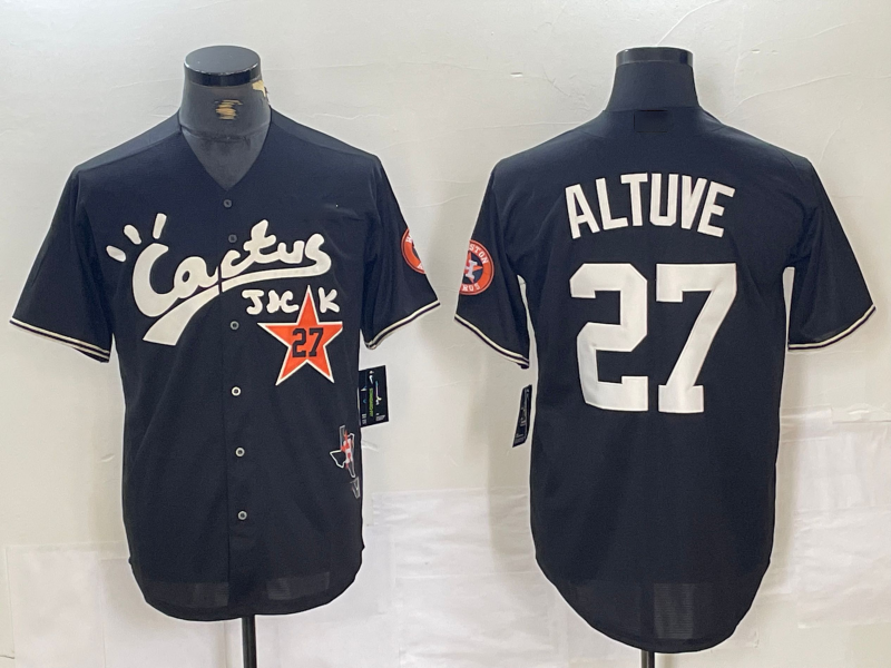 Houston Astros #27 Jose Altuve Black Cactus Jack Cool Base Baseball Jerseys