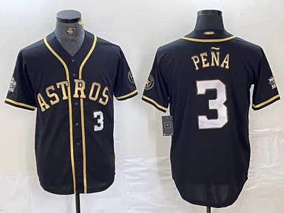 Houston Astros #3 Jeremy Pena Black Gold Player Number Cool Base  Baseball Jersey