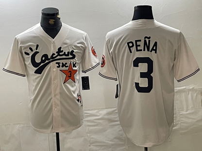 Houston Astros #3 Jeremy Pena Cream Cactus Jack Vapor Premier Stitched Baseball Jersey