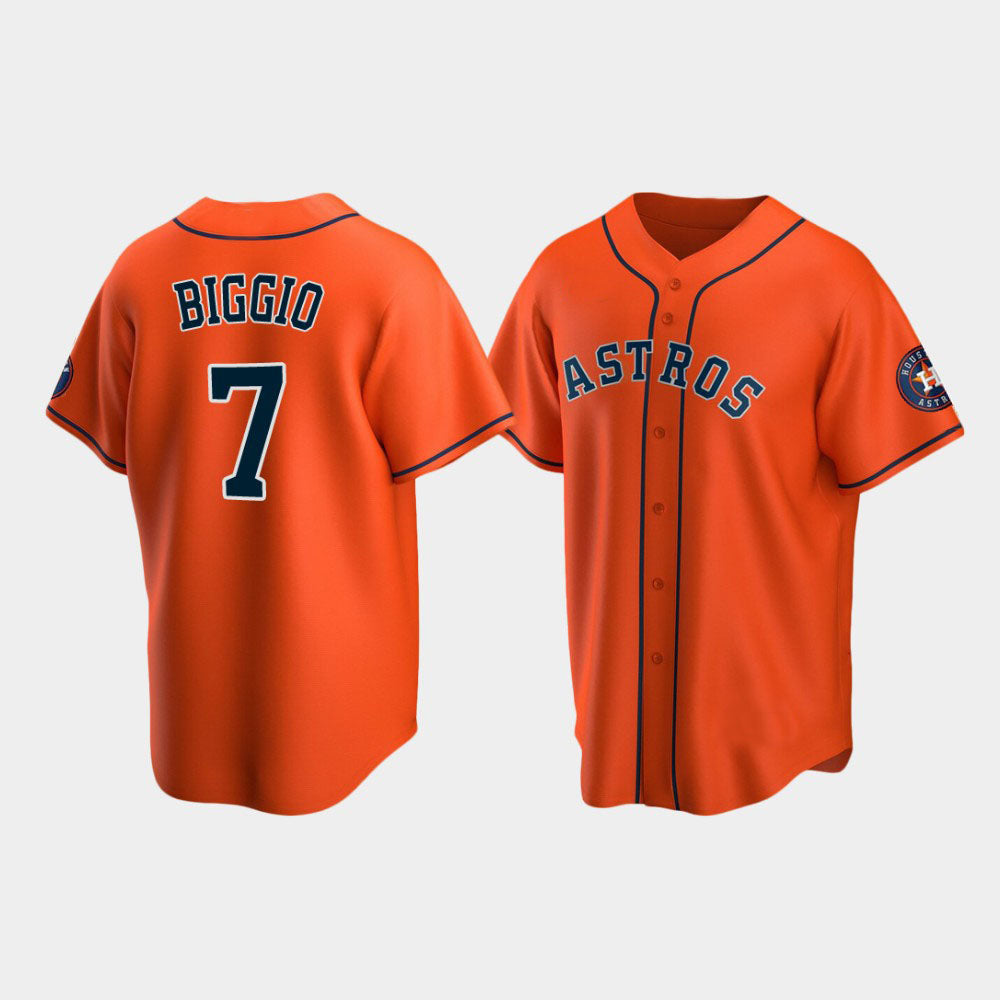 Baseball Houston Astros #7 Craig Biggio Orange Stitched Jersey