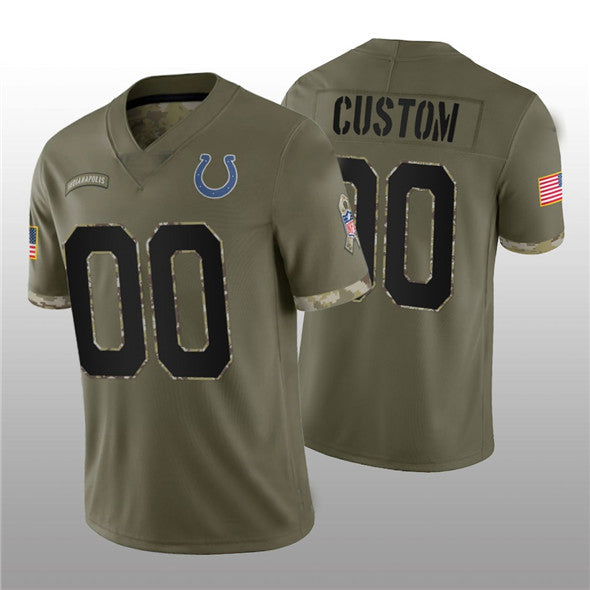 Custom IN.Colts ACTIVE PLAYER 2022 Olive Salute To Service Limited Stitched Jersey Football Jersey