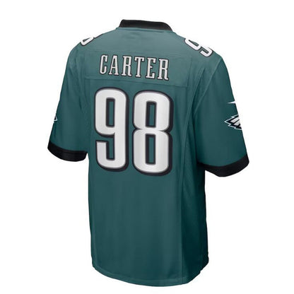 Philadelphia Eagles #98 Jalen Carter 2023 Draft First Round Pick Game Jersey - Midnight Green Stitched American Football Jerseys