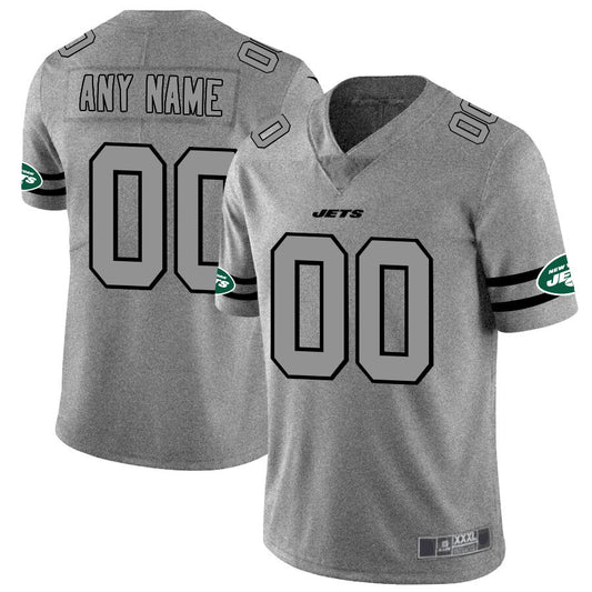 Custom New York Jets 2019 Gray Gridiron Gray Vapor Untouchable Limited Jersey American Stitched Jersey Football Jerseys