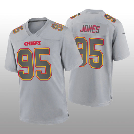 Kansas CityChiefs #95 Chris Jones Gray Atmosphere Fashion Game Jersey Stitched American Football Jerseys